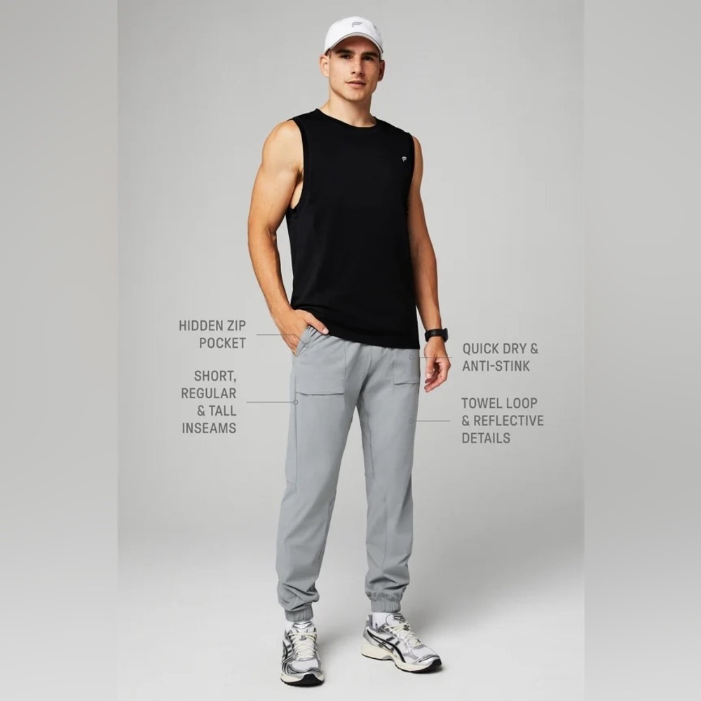 Mens Fabletics The One Jogger Training Athletic Pants - Shadow Grey Size Medium - Picture 5 of 8